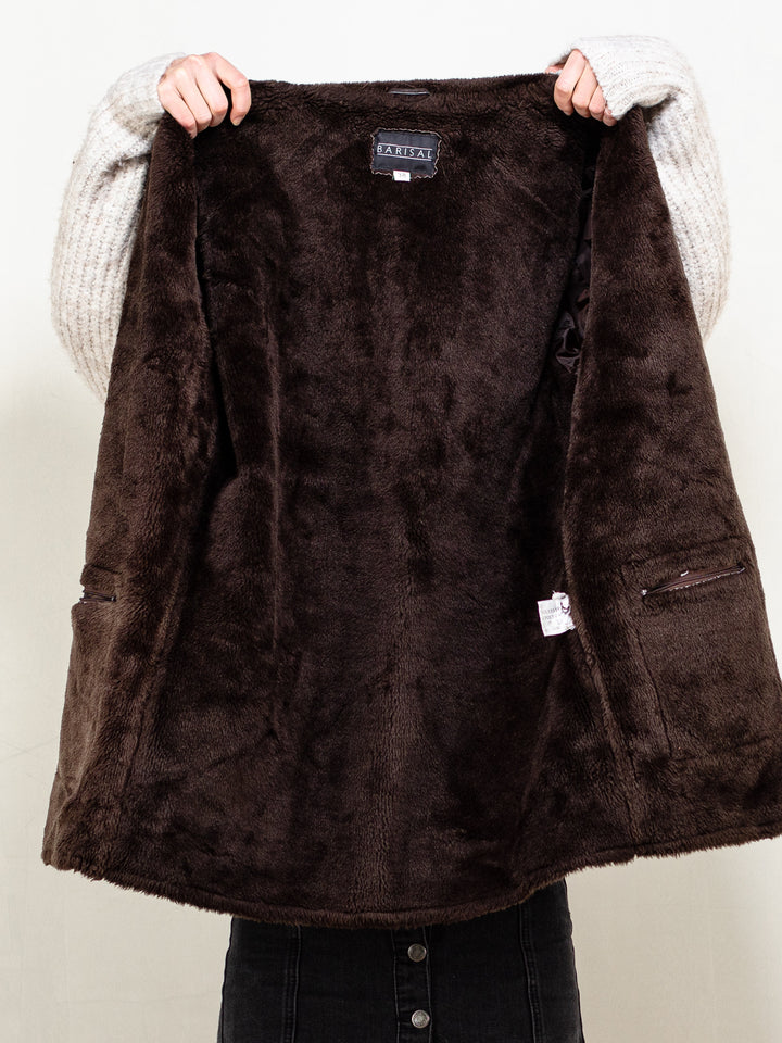 Vintage 00's Women Brown Suede Sherpa Coat - NorthernGrip