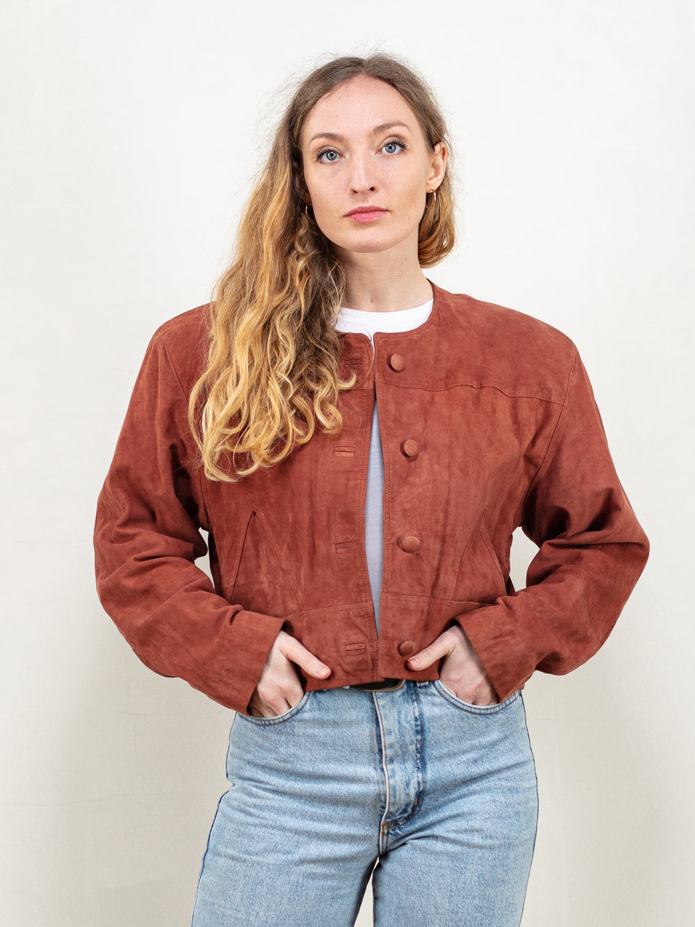 Vintage 80's Women Suede Crop Jacket - NorthernGrip