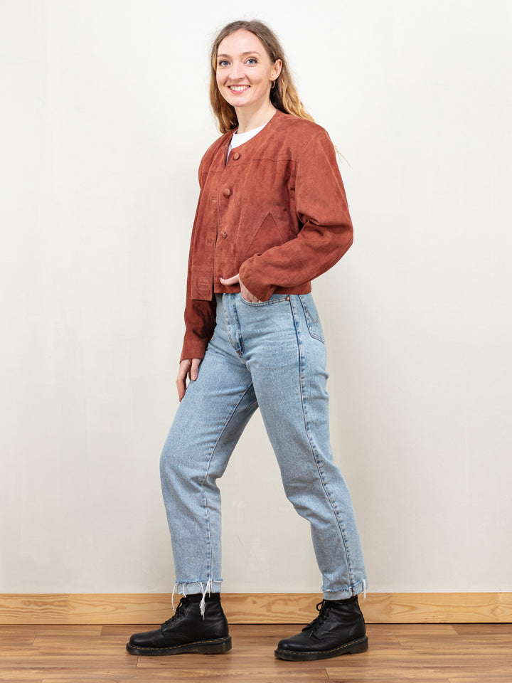 Vintage 80's Women Suede Crop Jacket - NorthernGrip