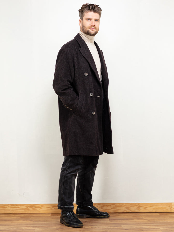 Vintage 80's Men Cashmere Blend Coat in Grey - NorthernGrip