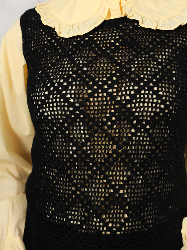 Vintage 70's Black Crochet Women Top - NorthernGrip