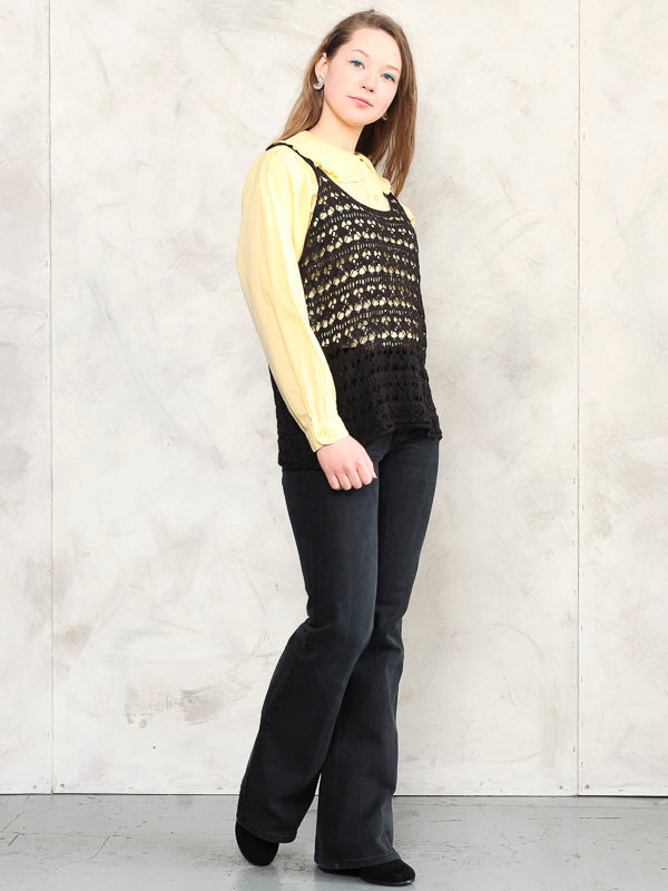 Vintage 80's Crochet Women Waistcoat Top - NorthernGrip