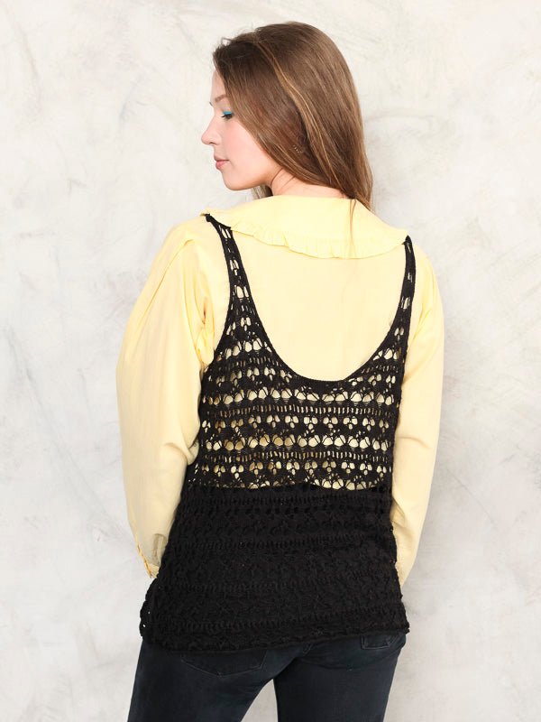 Vintage 80's Crochet Women Waistcoat Top - NorthernGrip