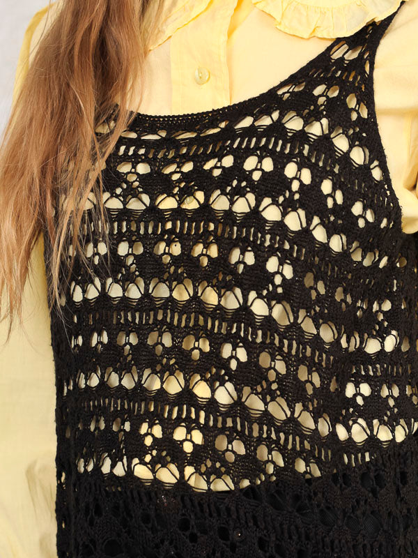 Vintage 80's Crochet Women Waistcoat Top - NorthernGrip