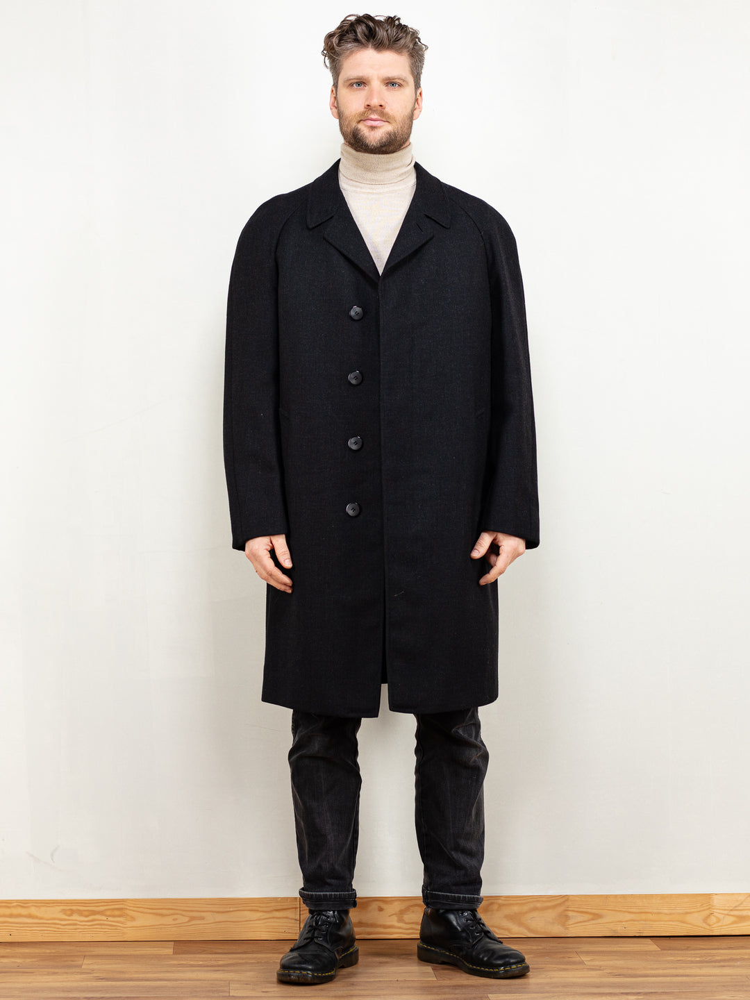Vintage 80's Men Wool Blend Coat in Grey - NorthernGrip