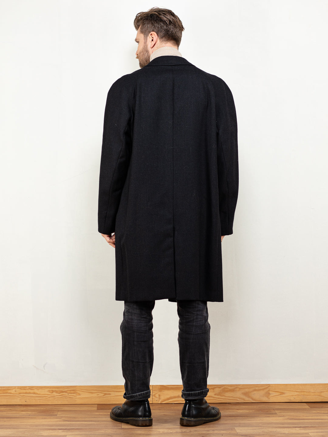 Vintage 80's Men Wool Blend Coat in Grey - NorthernGrip