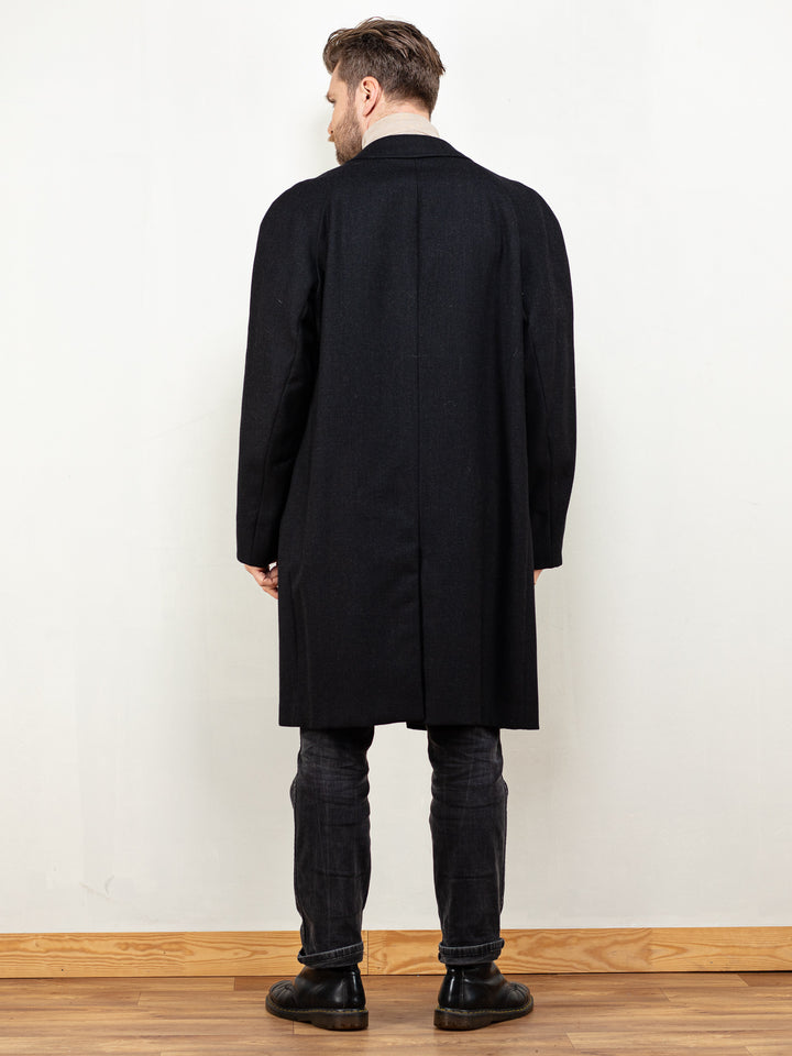 Vintage 80's Men Wool Blend Coat in Grey - NorthernGrip