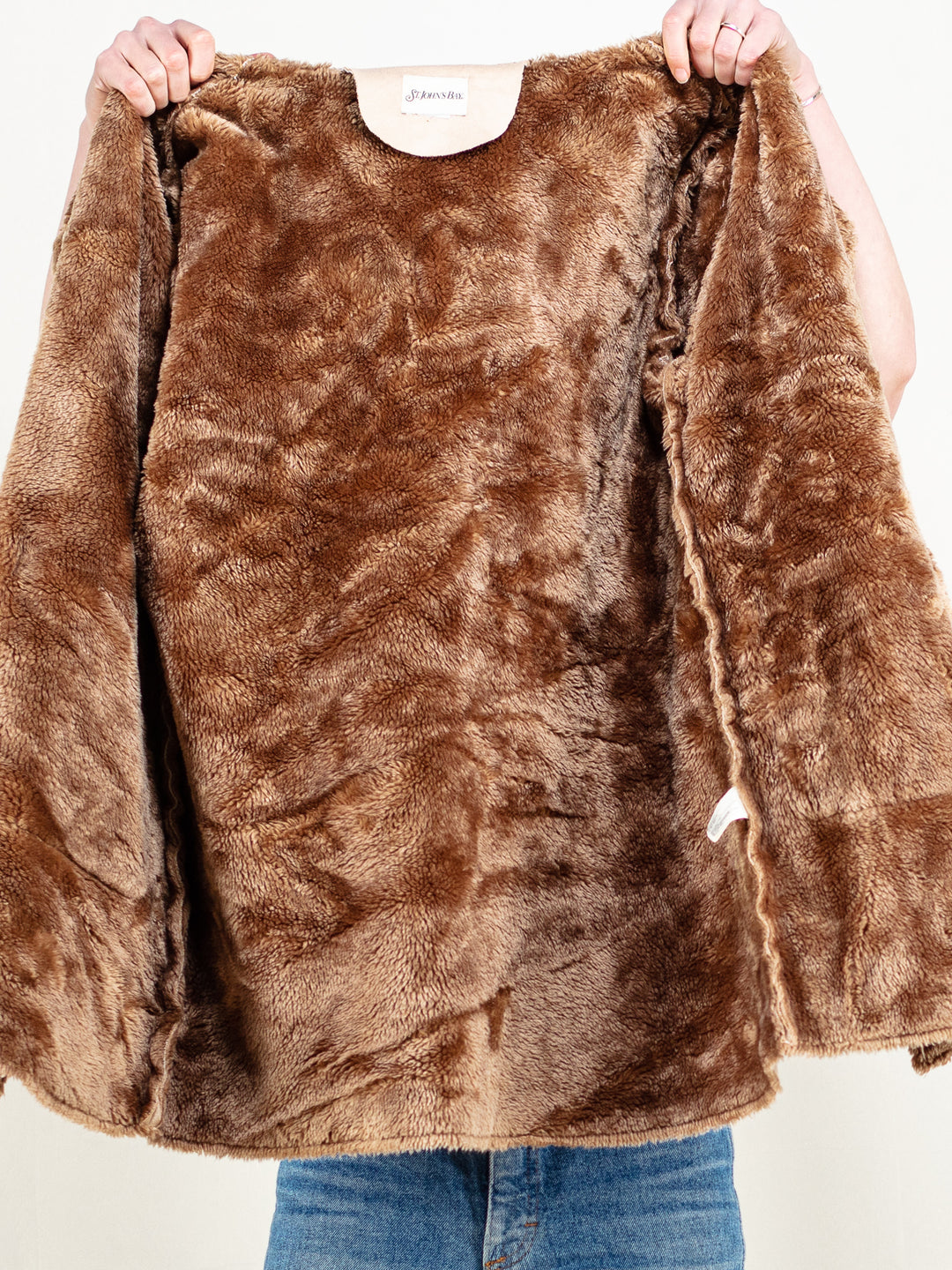 Vintage 00's Women Faux Sheepskin Coat in Beige - NorthernGrip