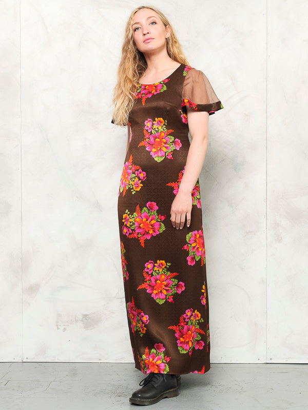 Vintage 70's Women Floral Maxi Dress - NorthernGrip