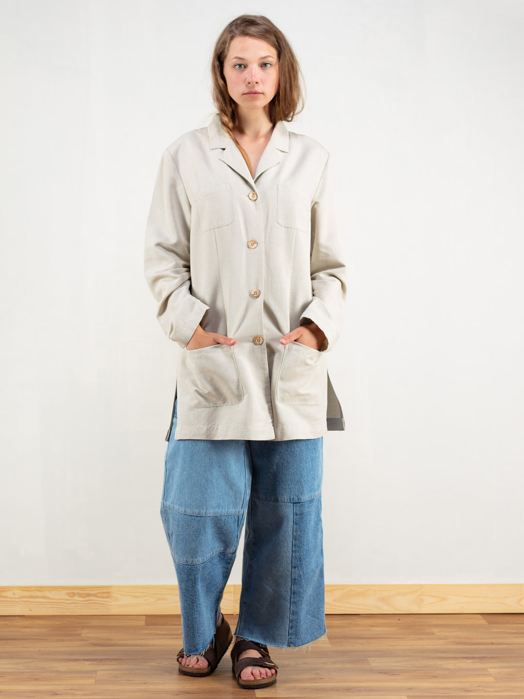 Vintage 90's Grey Women Blazer Jacket - NorthernGrip