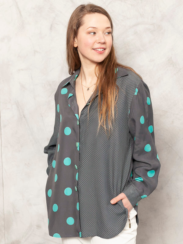 Vintage 80's Polka Dot Women Blouse - NorthernGrip