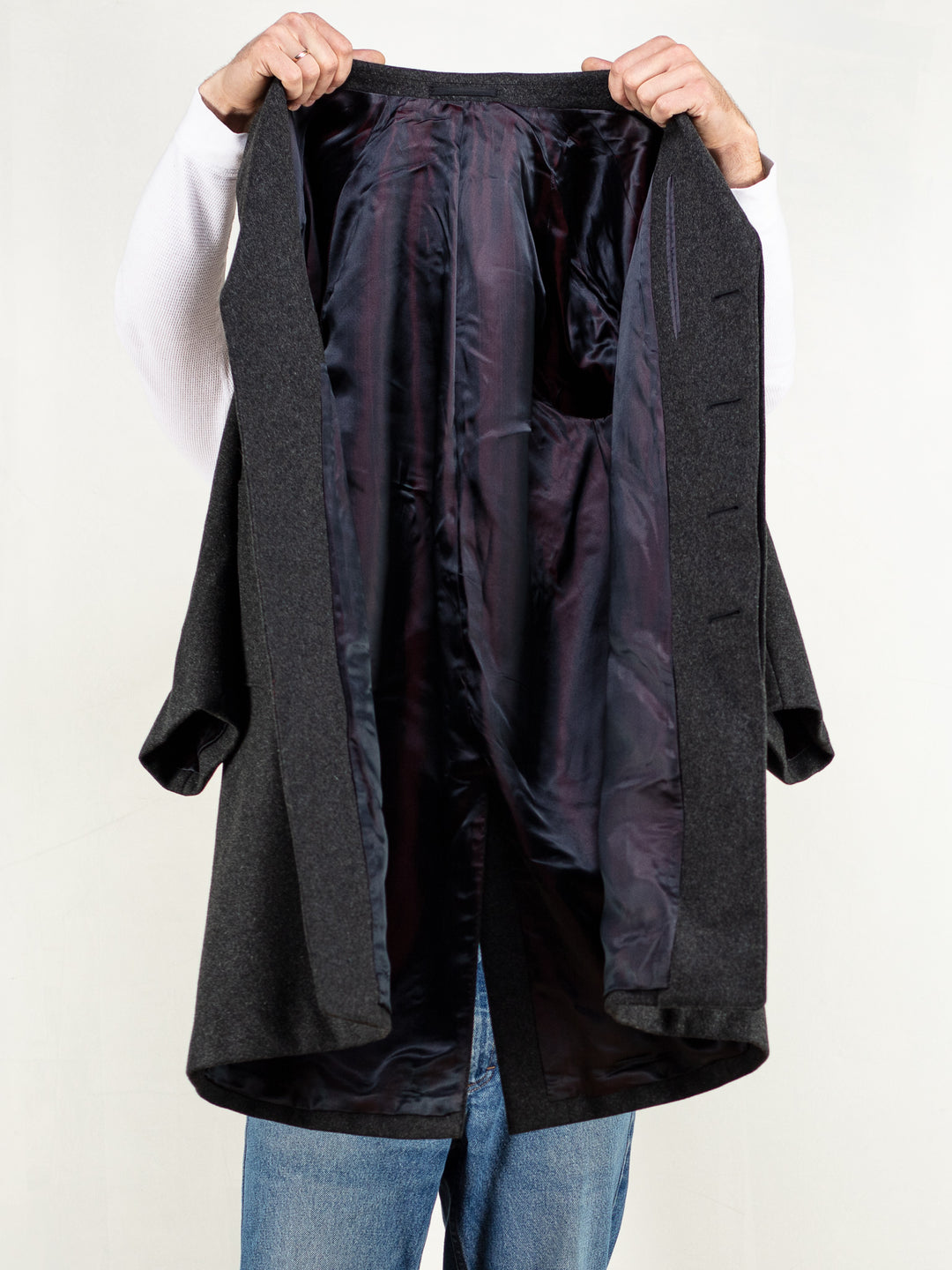Vintage 70's Men Grey Wool Blend Coat - NorthernGrip