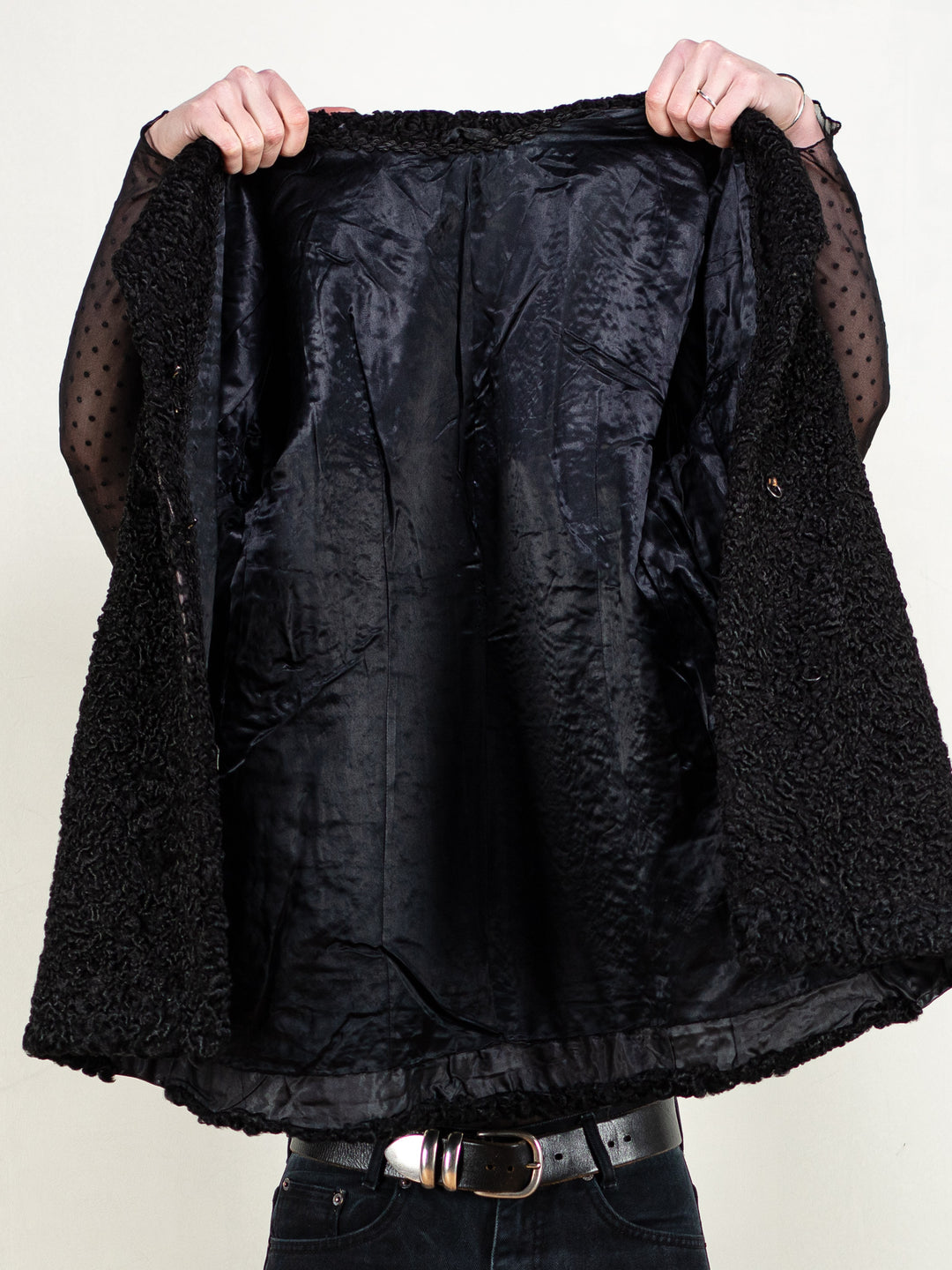 Vintage 70's Women Karakul Fur Short-Coat in Black - NorthernGrip