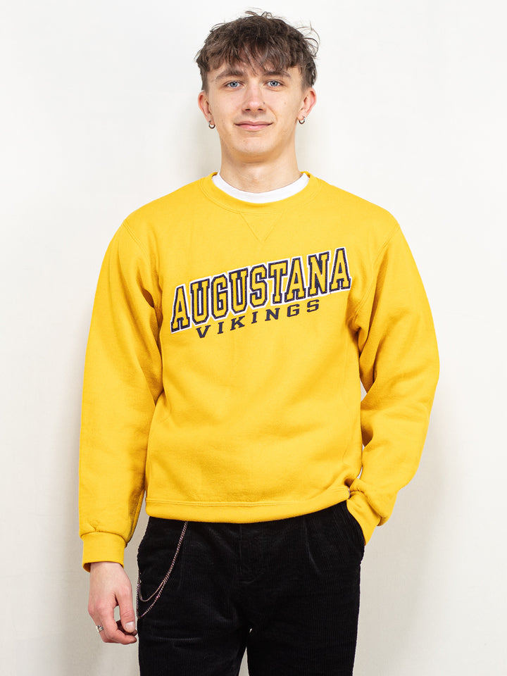 Vintage 90's Augustana Vikings Sweatshirt in Yellow - NorthernGrip