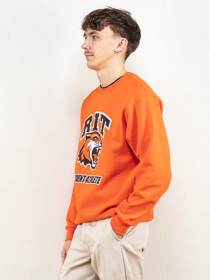 Vintage 90's Men RIT Sweatshirt in Orange - NorthernGrip