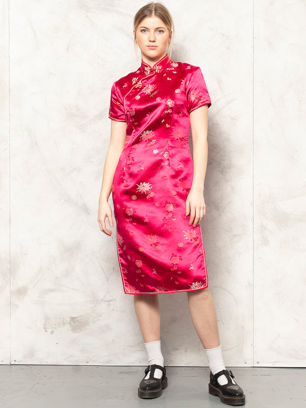 Vintage 90's Women Cheongsam Purple Dress - NorthernGrip
