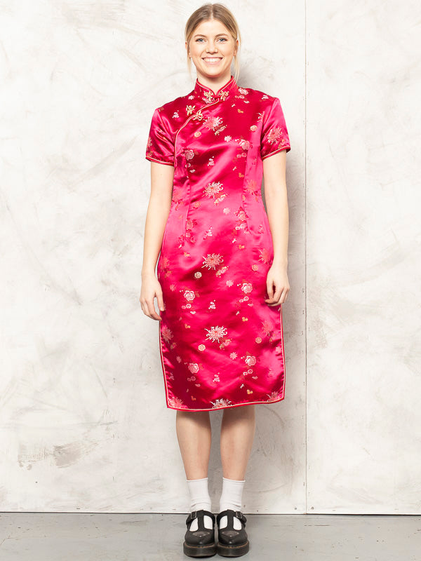 Vintage 90's Women Cheongsam Purple Dress - NorthernGrip