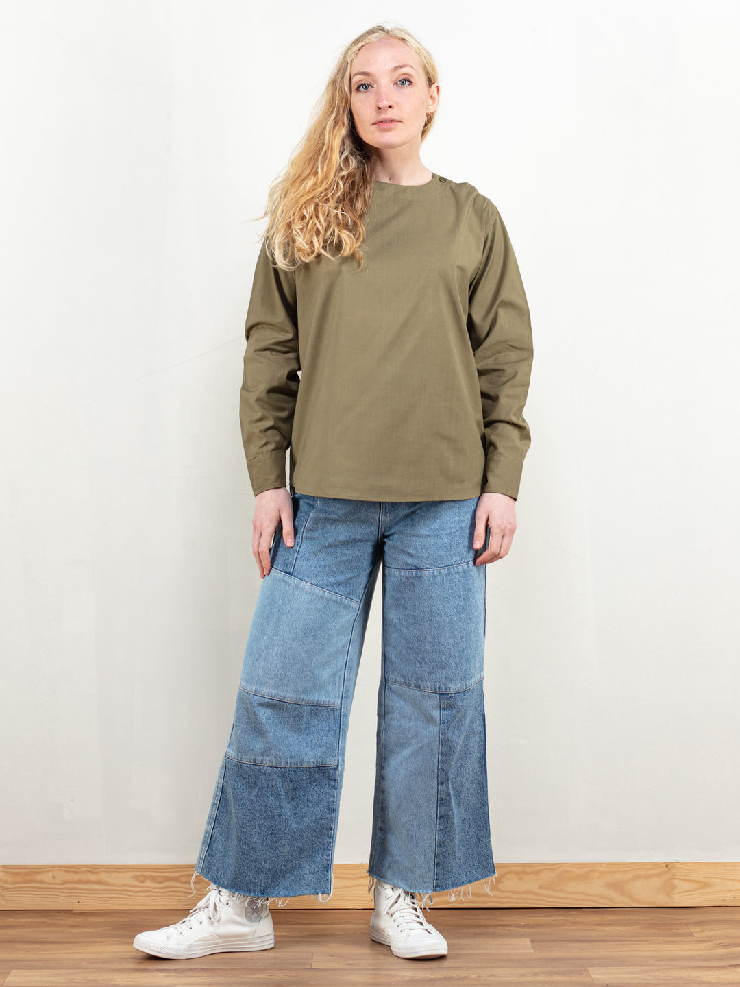 Vintage 80's Women Military Smock Shirt - NorthernGrip