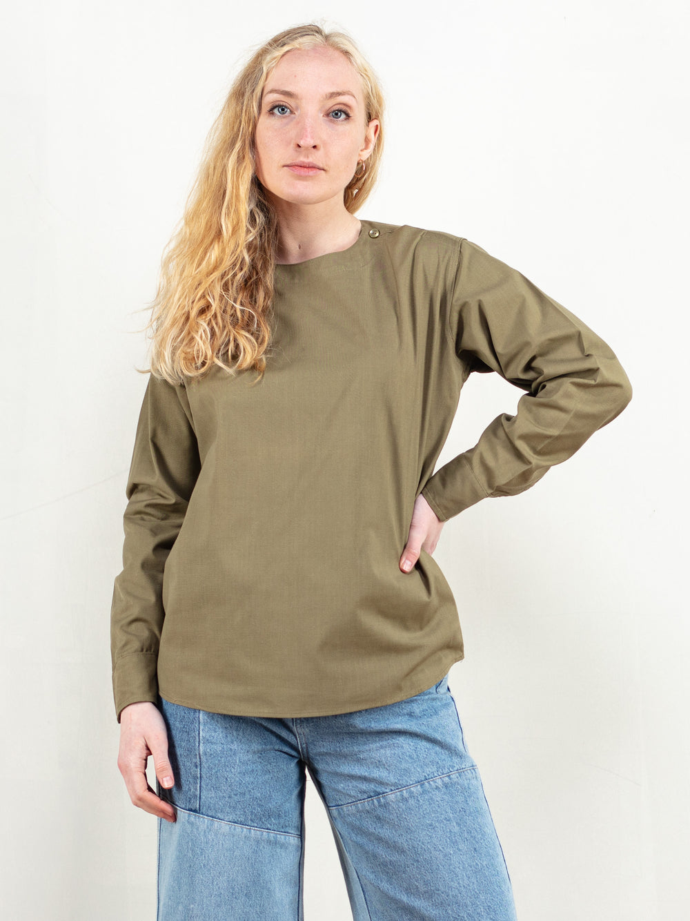 Vintage 80's Women Military Smock Shirt - NorthernGrip