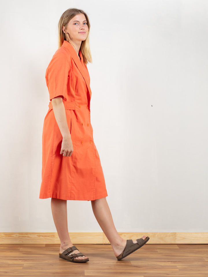 Vintage 80's Women Orange Dress - NorthernGrip