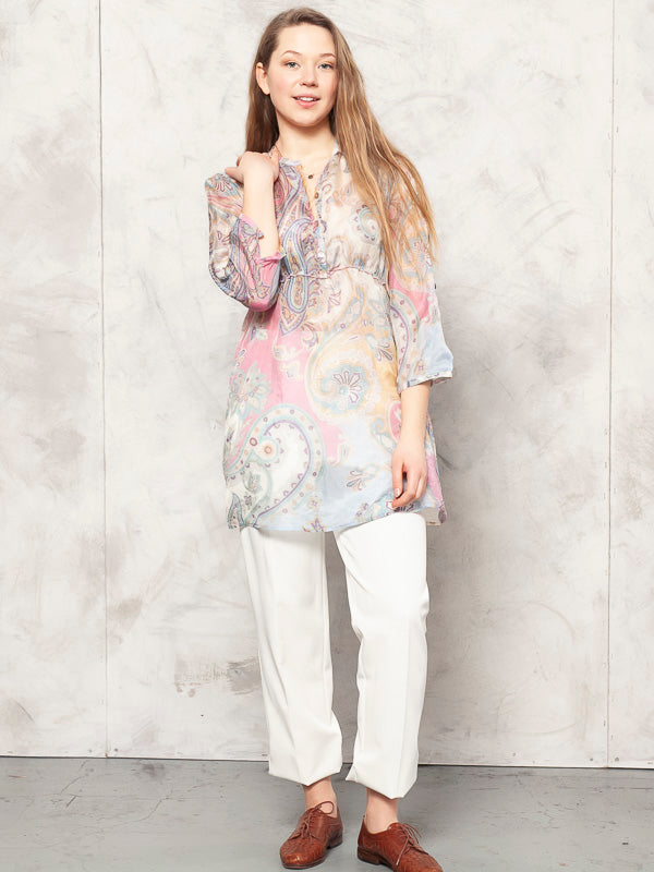 Vintage 90's Women SEIDENSTICKER Patterned Silk Tunic - NorthernGrip