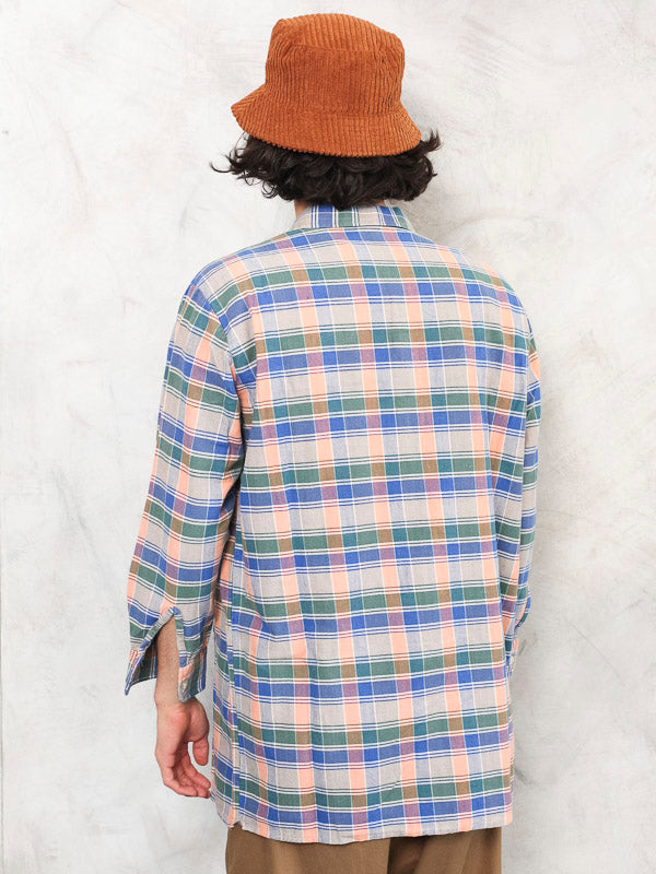 Vintage 90's Plaid Men Smock Shirt - NorthernGrip