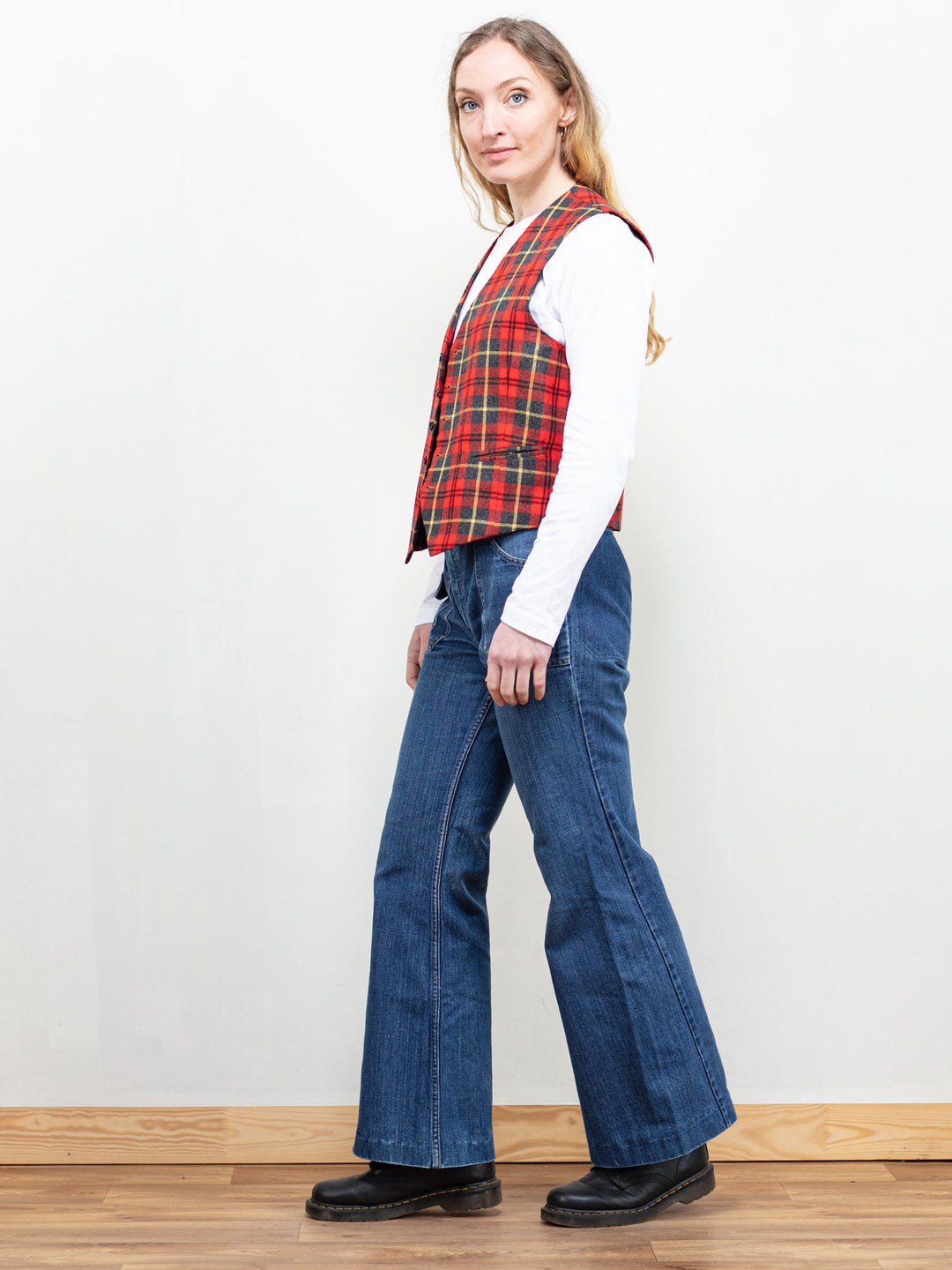 Vintage 80's Women Plaid Waistcoat Vest - NorthernGrip