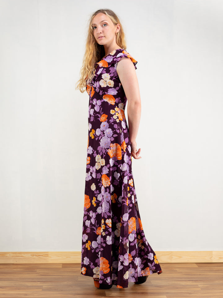 Vintage 70's Women Floral Maxi Dress - NorthernGrip
