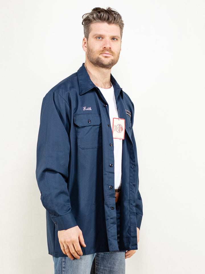 Vintage 00's Men RED KAP Work NOS Shirt in Blue - NorthernGrip