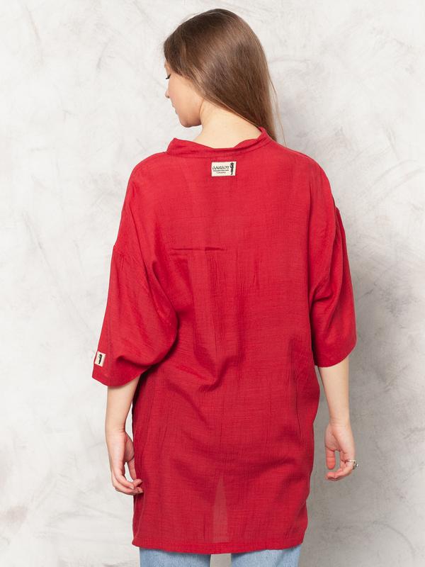 Vintage 80's Women Red Tunic Dress - NorthernGrip