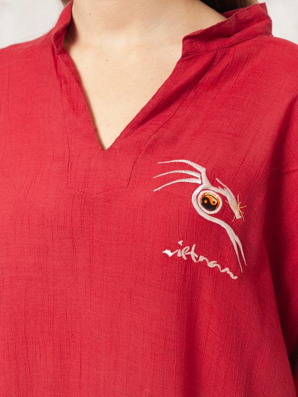 Vintage 80's Women Red Tunic Dress - NorthernGrip