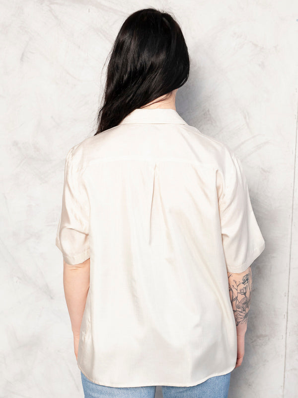 Vintage 90's Beige Women Blouse - NorthernGrip