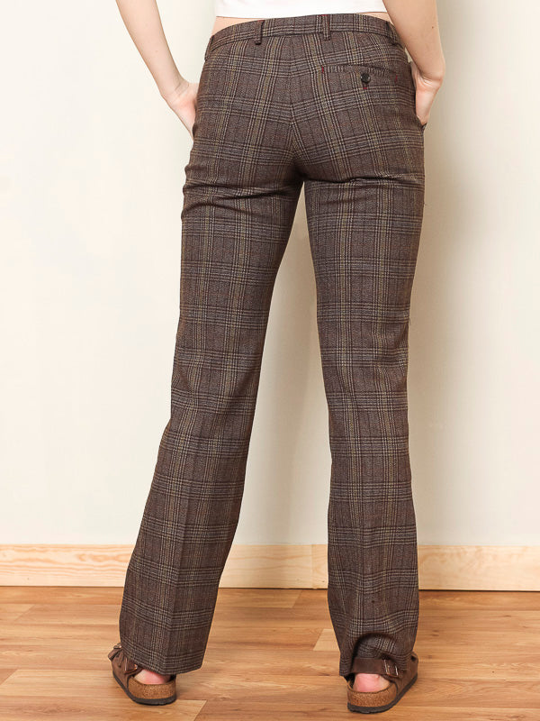 Vintage 80's Plaid Flare Women Pants - NorthernGrip