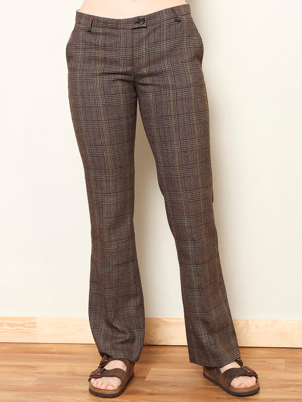 Vintage 80's Plaid Flare Women Pants - NorthernGrip