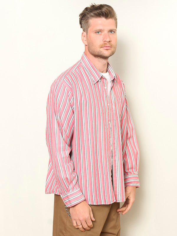 Vintage 90's Striped Pink Shirt - NorthernGrip