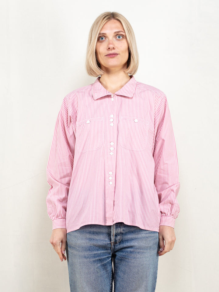 Vintage 80's Women Striped Shirt - NorthernGrip
