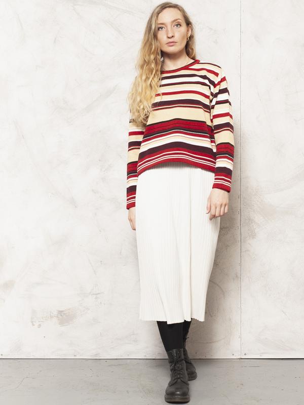 Vintage 90's Striped Casual Women Sweater - NorthernGrip