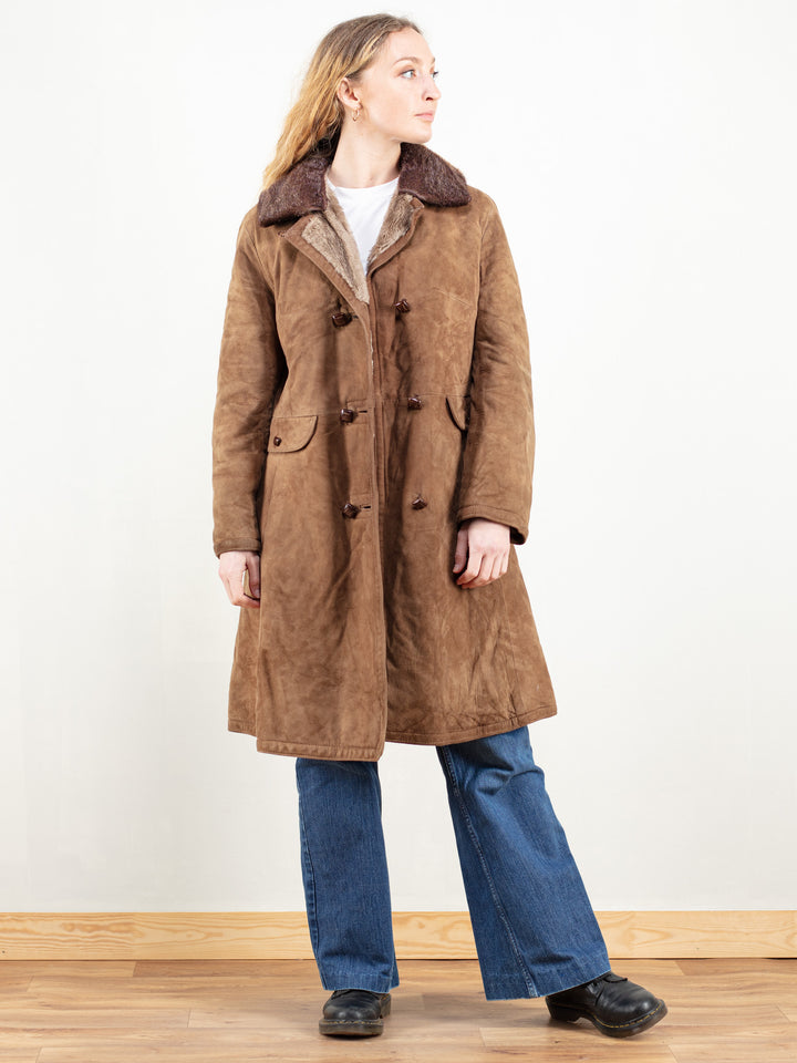 Vintage 70's Suede Sherpa Coat Faux Fur - NorthernGrip