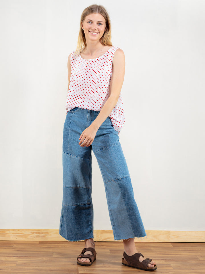 Vintage 90's Polka Dot Sleeveless Women Top - NorthernGrip