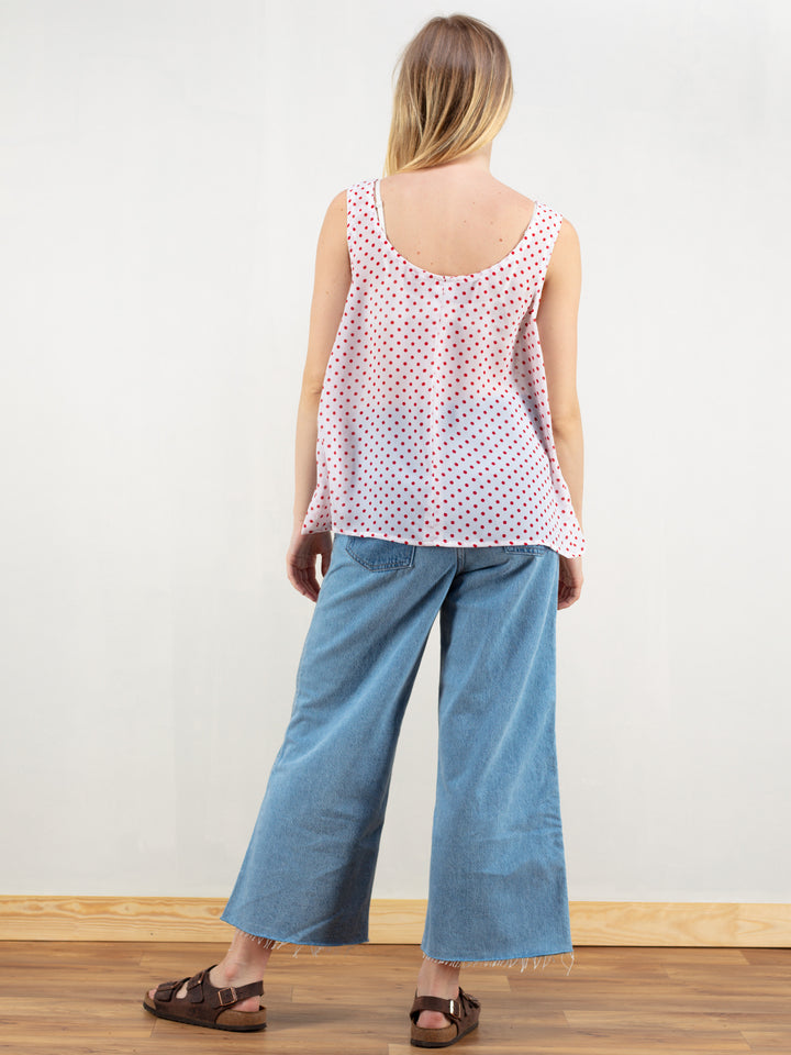 Vintage 90's Polka Dot Sleeveless Women Top - NorthernGrip