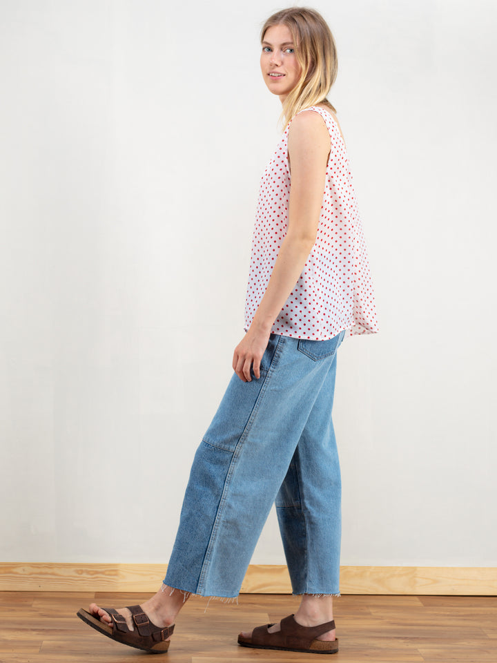 Vintage 90's Polka Dot Sleeveless Women Top - NorthernGrip