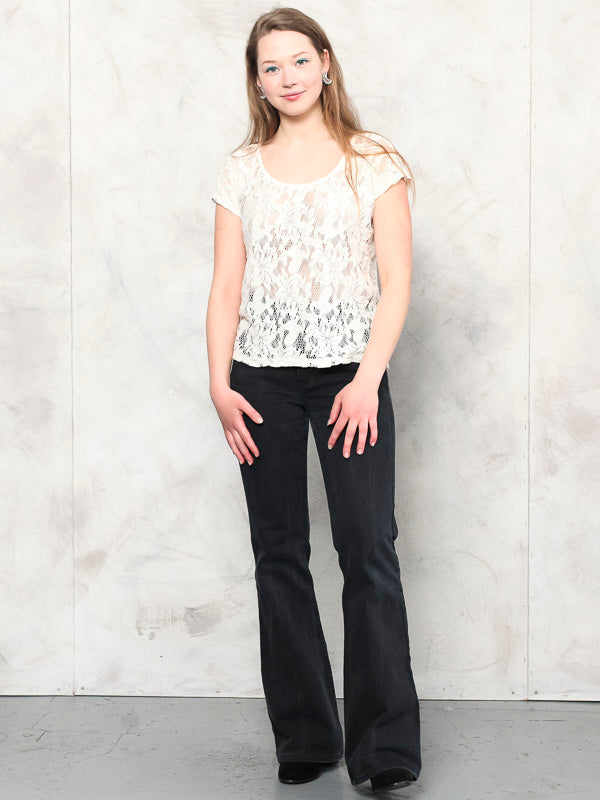 Vintage Y2K White Women Mesh Top - NorthernGrip
