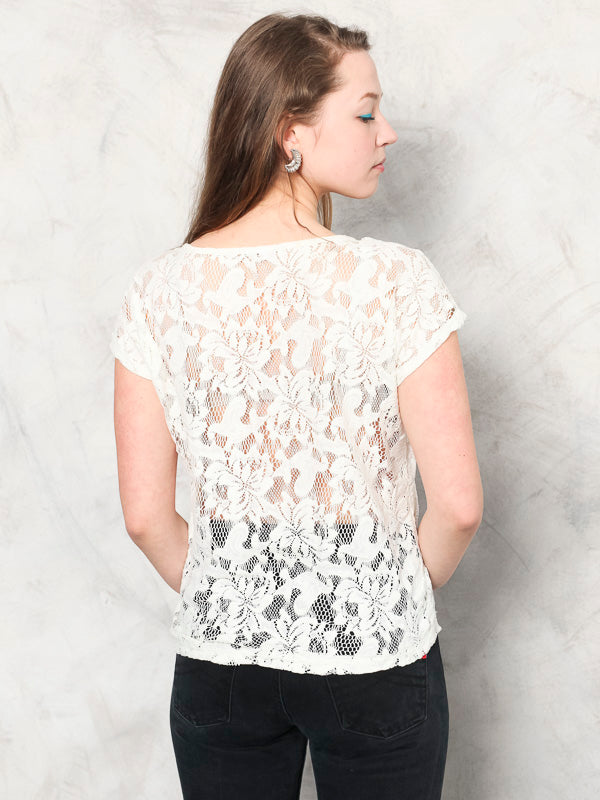 Vintage Y2K White Women Mesh Top - NorthernGrip