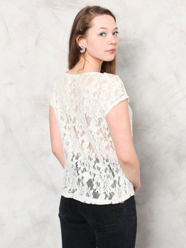 Vintage Y2K White Women Mesh Top - NorthernGrip
