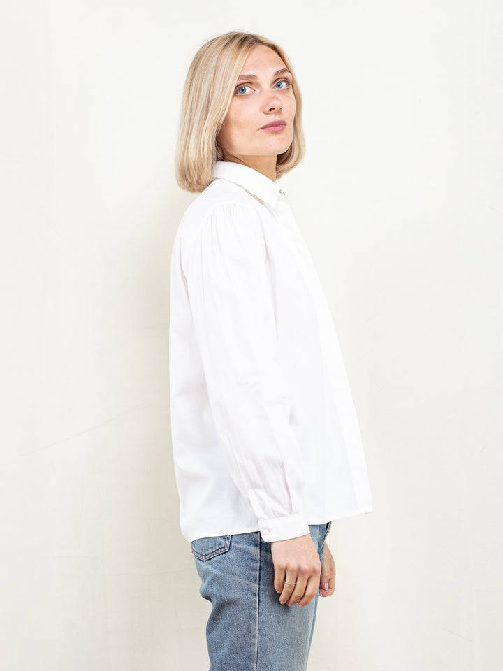 Vintage 70's Women White Blouse - NorthernGrip