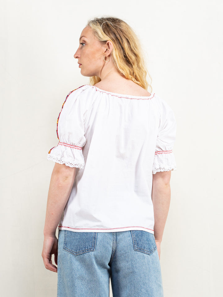 Vintage 80's Women White Blouse - NorthernGrip