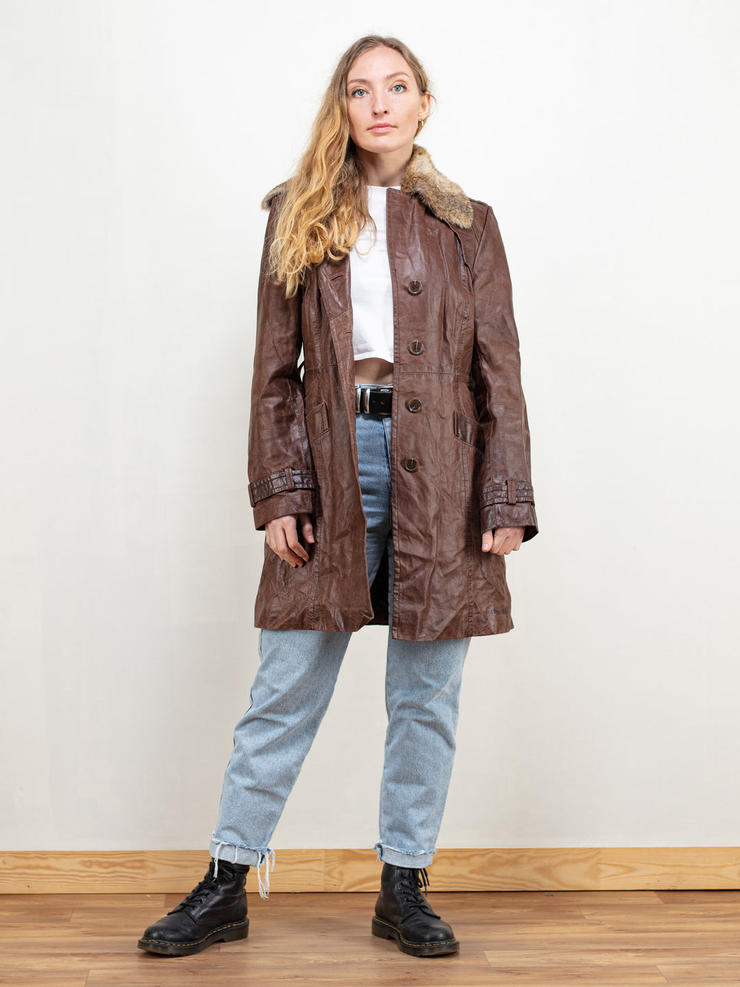 Vintage 80's Women Brown Leather Coat - NorthernGrip