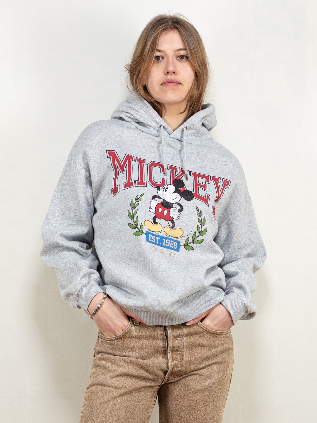 Vintage 90's Women Mickey Mouse Hoodie in Grey - NorthernGrip