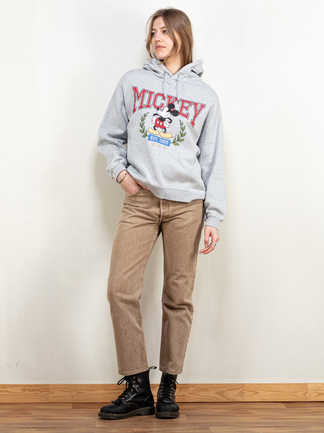 Vintage 90's Women Mickey Mouse Hoodie in Grey - NorthernGrip
