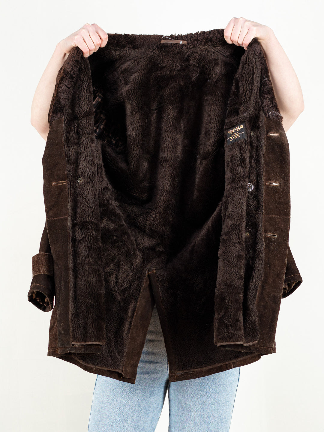 Vintage 70's Brown Sherpa Suede Coat Women - NorthernGrip